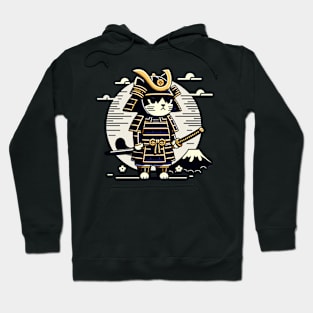 Kawaii Cat Anime Japanese Retro Samurai Novelty Funny Cat Hoodie